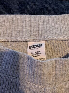 PINK Victoria's Secret Light Gray Ribbed Boot Cut Pants, Medium